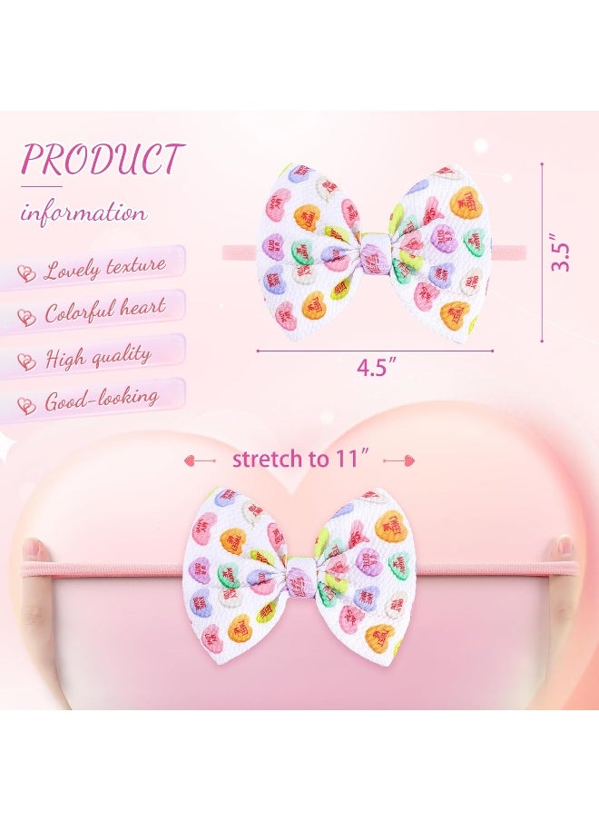 YanJie Valentine's Day Baby Girls Nylon Headbands Newborn Valentines Day Bows Handmade Hair Bows Hairbands Hair Accessories for Newborn Infant Toddlers Kids (4.5bow Va 4pcs)