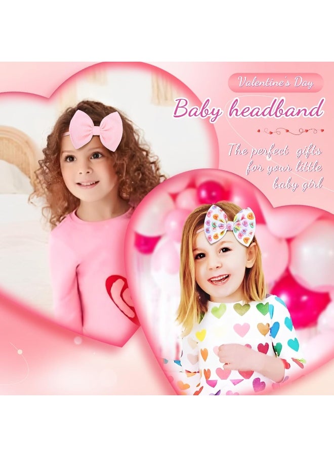 YanJie Valentine's Day Baby Girls Nylon Headbands Newborn Valentines Day Bows Handmade Hair Bows Hairbands Hair Accessories for Newborn Infant Toddlers Kids (4.5bow Va 4pcs)