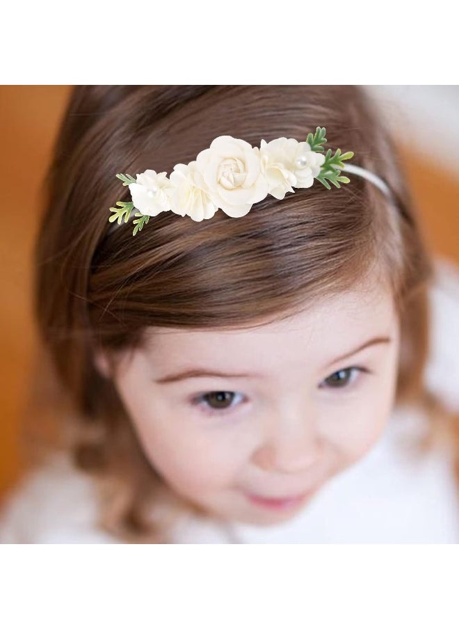 cherrboll 3pcs Baby Girl Flower Headbands, Super Soft & Stretchy Nylon Floral Hairbands for Newborn Toddler