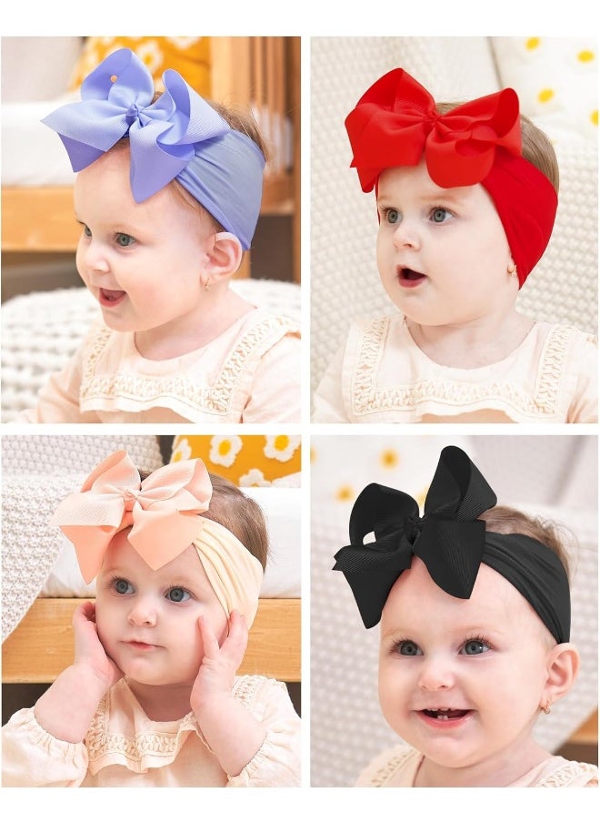 doboi Baby Girl Headbands Set - 20pcs Hair Bows and Nylon Headbands, Big Bows for Infant, Newborn, and Toddler Girls