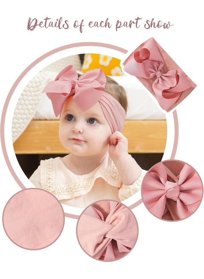 doboi Baby Girl Headbands Set - 20pcs Hair Bows and Nylon Headbands, Big Bows for Infant, Newborn, and Toddler Girls