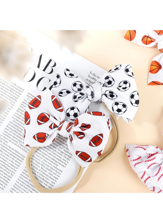 YanJie 4.5'' Baby Girls Headband Nylon Football Bow Basketball Sports Baby Bow 0-6 Months Headbands Soccer Hair Bow for Baby Newborn Headband Infant Bow Toddler 4Pcs