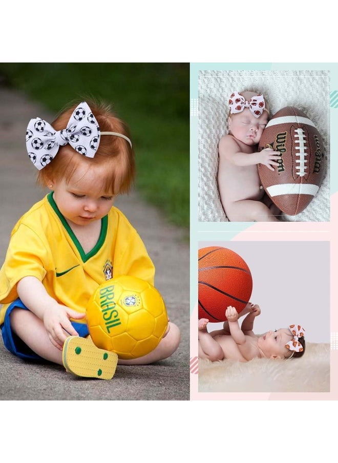 YanJie 4.5'' Baby Girls Headband Nylon Football Bow Basketball Sports Baby Bow 0-6 Months Headbands Soccer Hair Bow for Baby Newborn Headband Infant Bow Toddler 4Pcs