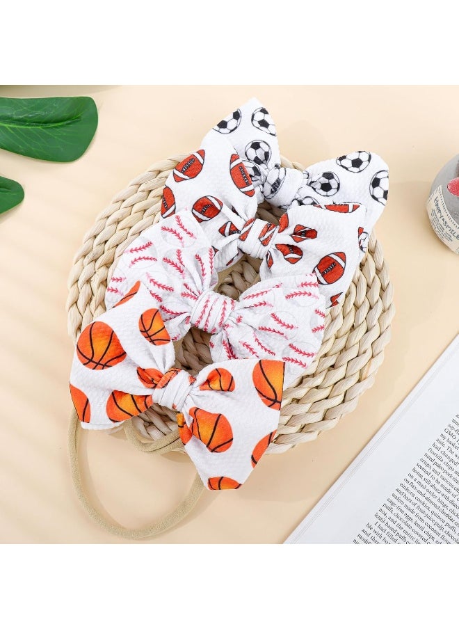YanJie 4.5'' Baby Girls Headband Nylon Football Bow Basketball Sports Baby Bow 0-6 Months Headbands Soccer Hair Bow for Baby Newborn Headband Infant Bow Toddler 4Pcs