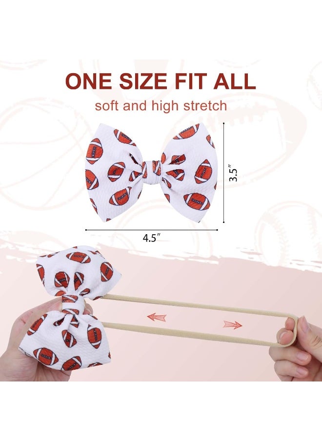 YanJie 4.5'' Baby Girls Headband Nylon Football Bow Basketball Sports Baby Bow 0-6 Months Headbands Soccer Hair Bow for Baby Newborn Headband Infant Bow Toddler 4Pcs