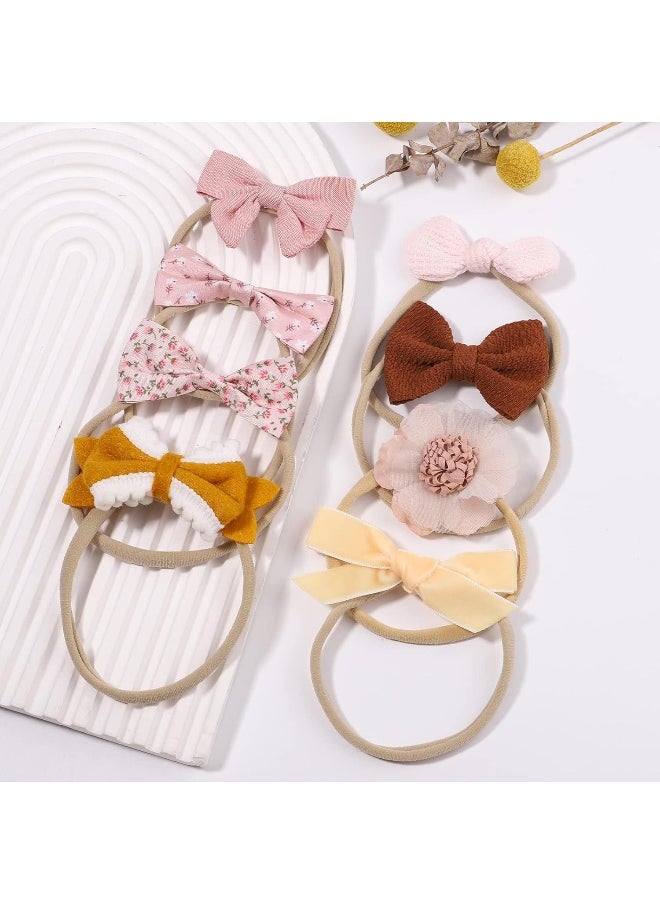 doboi Baby Headbands 24PCS Baby Girl Headbands with Bows Baby Hair Bows Nylon Linen Hairbands Handmade Hair Accessories for Newborn Infant Toddlers Little Girls and Kids