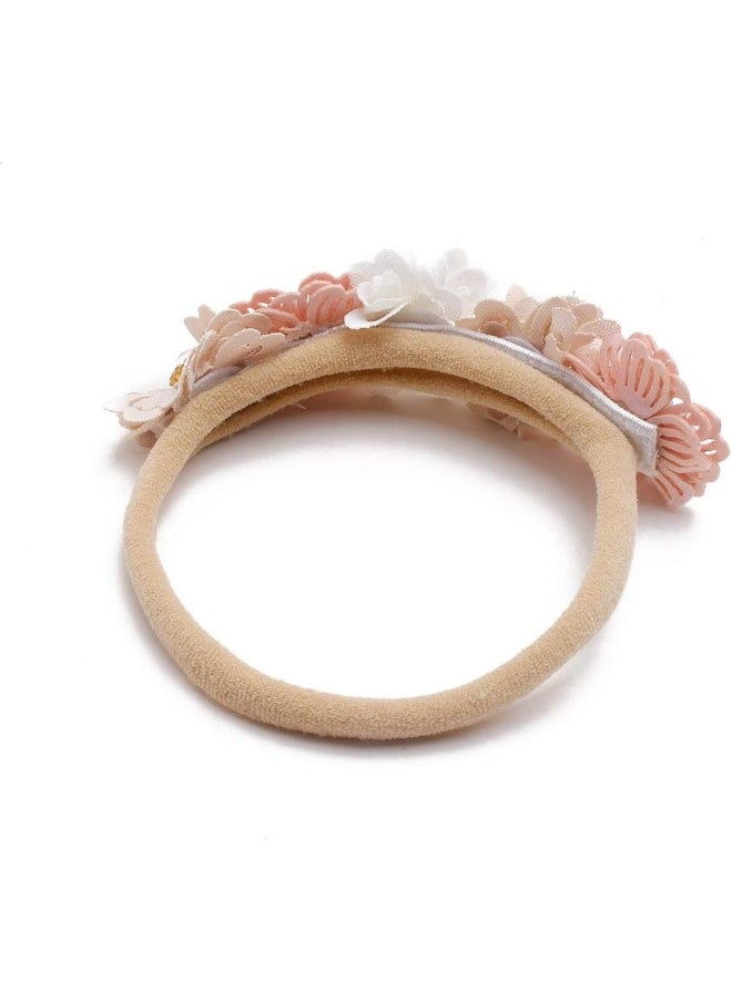 Baby Girl Flower Headbands Set-Elastic Hair Band Crown Flower Wraps for Newborn Infant Toddler 3Pcs