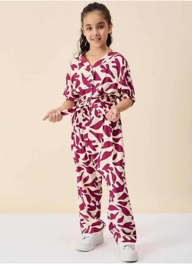 Floral Print Rayon Jumpsuit for Girls by Styli