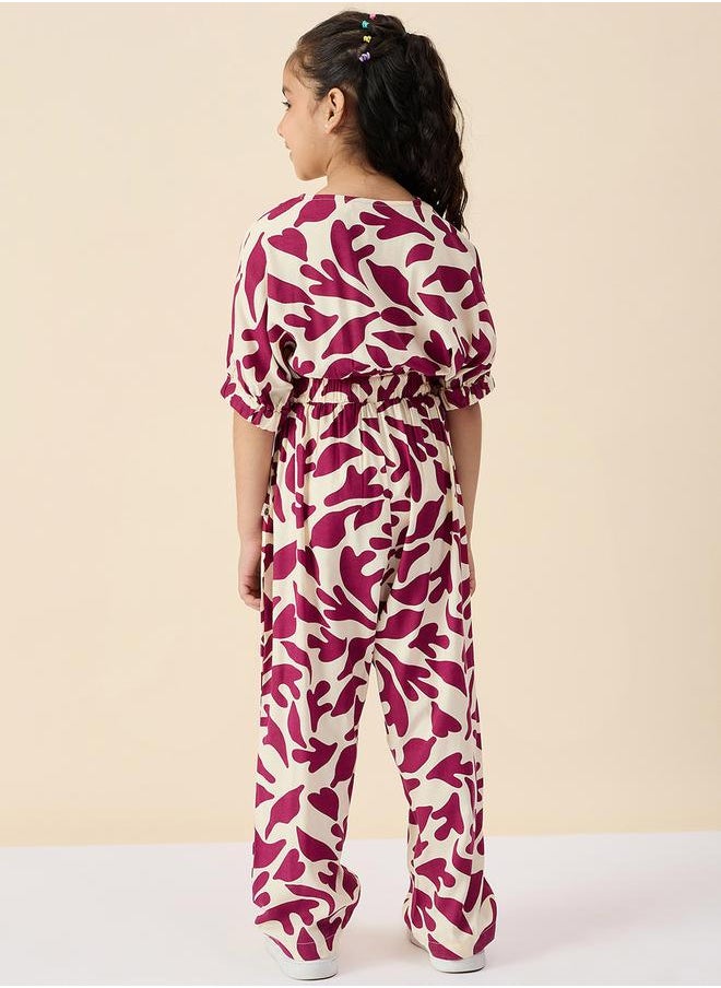 Floral Print Rayon Jumpsuit for Girls by Styli