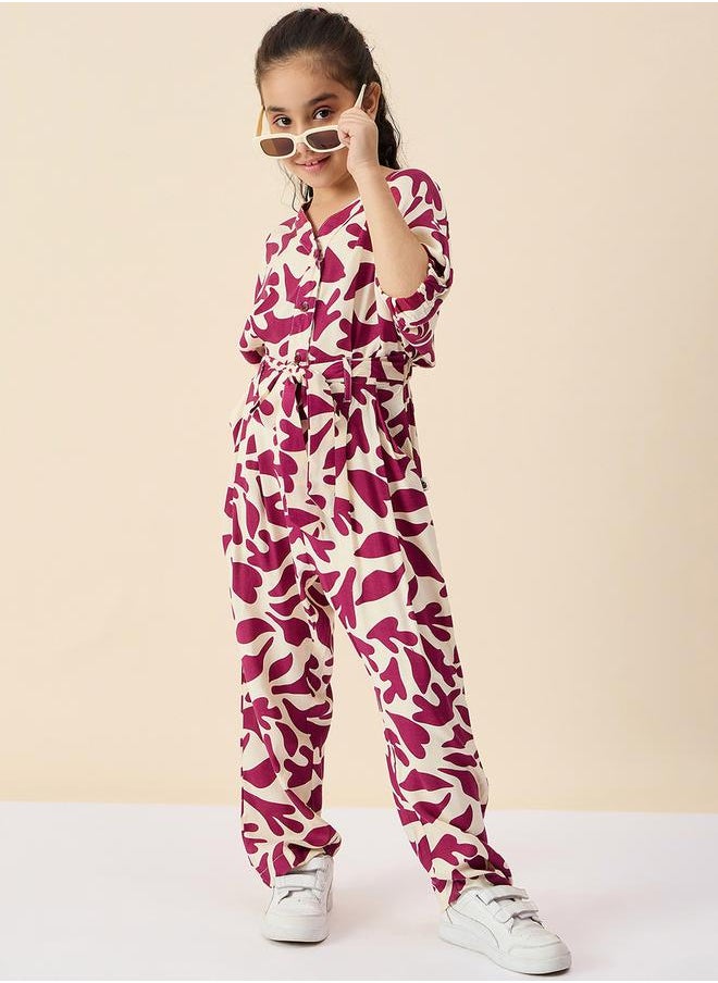 Floral Print Rayon Jumpsuit for Girls by Styli