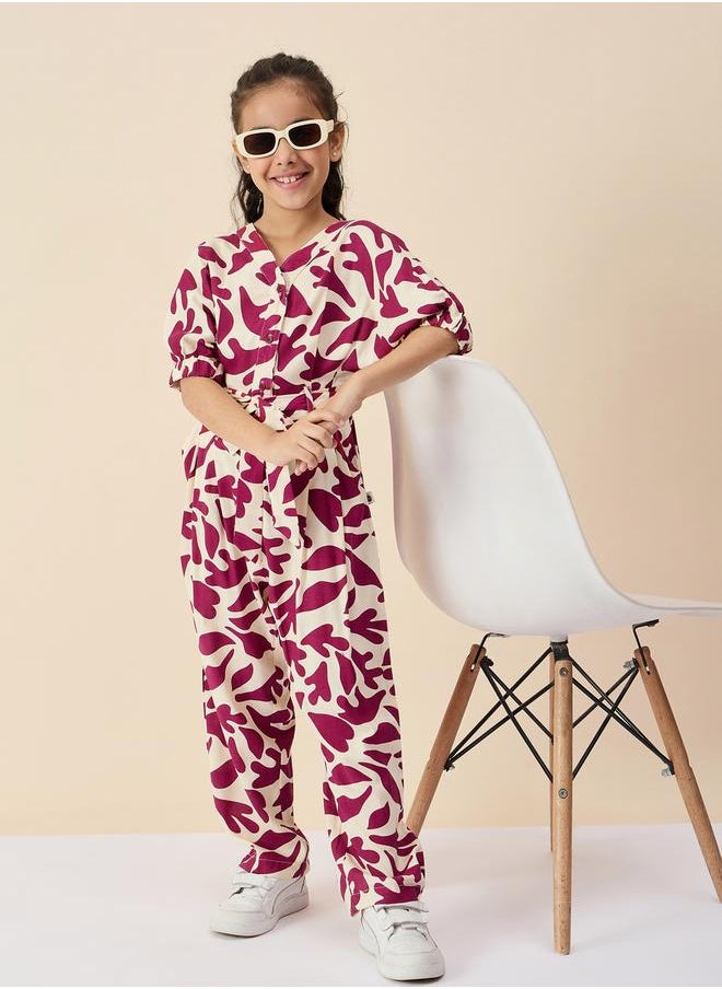 Floral Print Rayon Jumpsuit for Girls by Styli