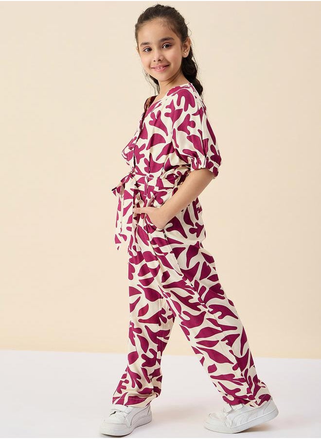 Floral Print Rayon Jumpsuit for Girls by Styli