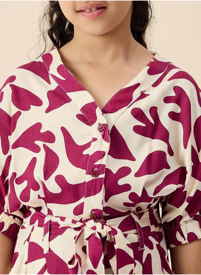 Floral Print Rayon Jumpsuit for Girls by Styli