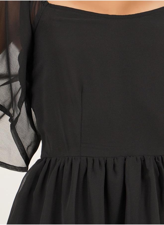 Angel Sleeve Tiered Maxi Dress
