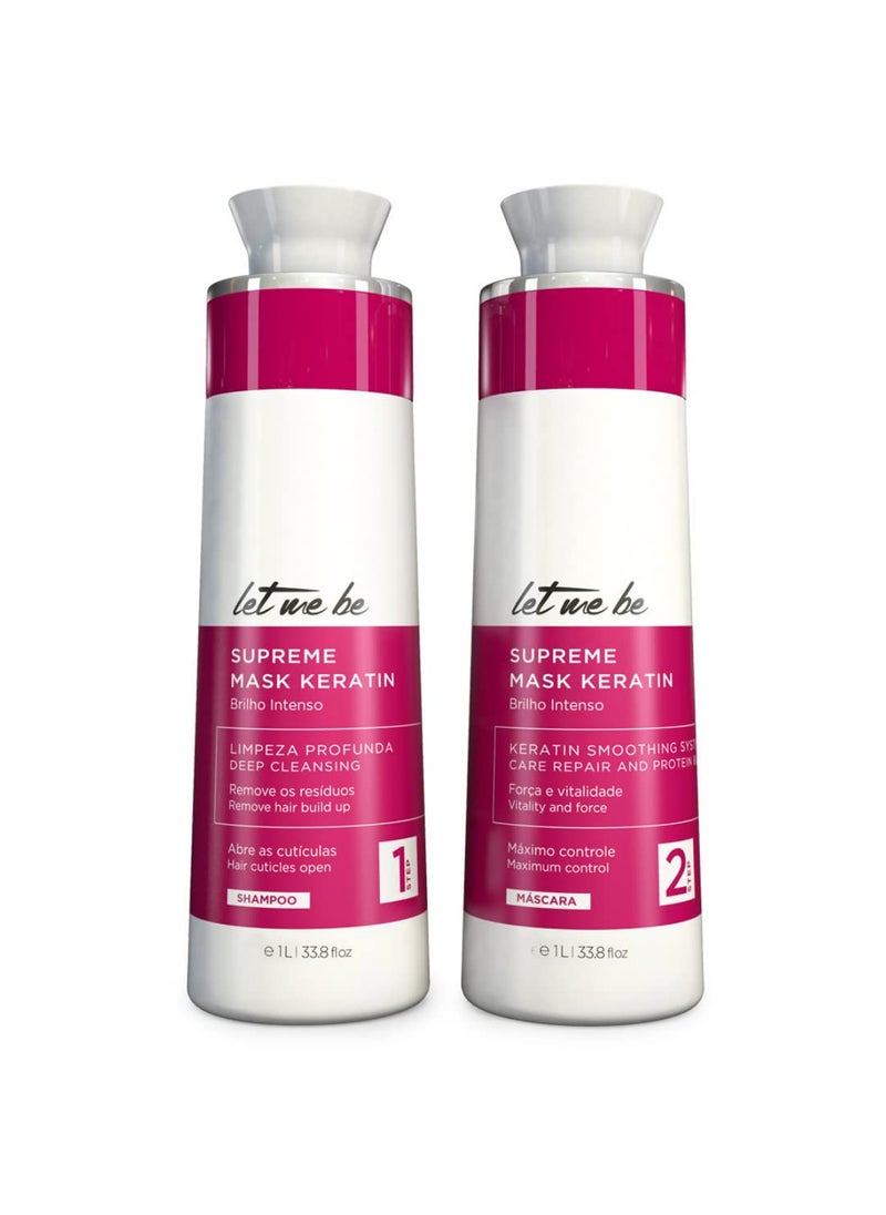 Kit Let Me Be Progressive Supreme Mask Keratin Intense Shine Frizz-Free Hair Care 2x1L/2x33.8fl.oz