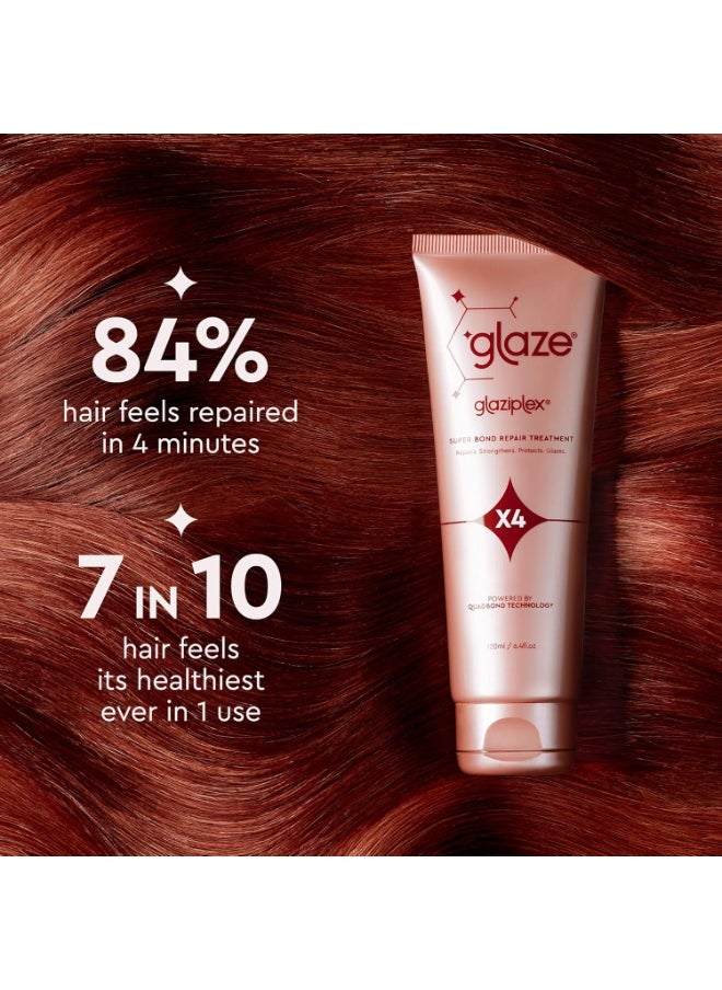 GlaziPlex Super Bond Repair Treatment 120ml 4 in 1 Deep Conditioning Hair Treatment Repairs Heat Chemical Colour and Styling Damage Hair Mask for Dry Damaged Hair Works in 4 Minutes