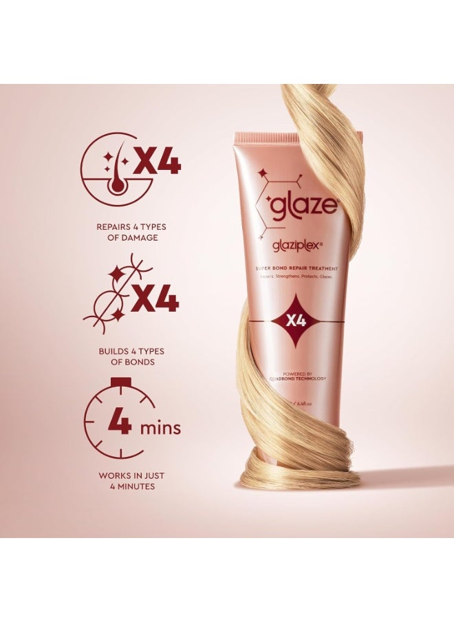 GlaziPlex Super Bond Repair Treatment 120ml 4 in 1 Deep Conditioning Hair Treatment Repairs Heat Chemical Colour and Styling Damage Hair Mask for Dry Damaged Hair Works in 4 Minutes