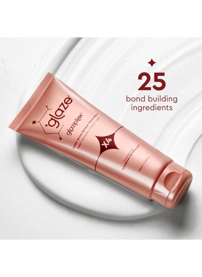 GlaziPlex Super Bond Repair Treatment 120ml 4 in 1 Deep Conditioning Hair Treatment Repairs Heat Chemical Colour and Styling Damage Hair Mask for Dry Damaged Hair Works in 4 Minutes