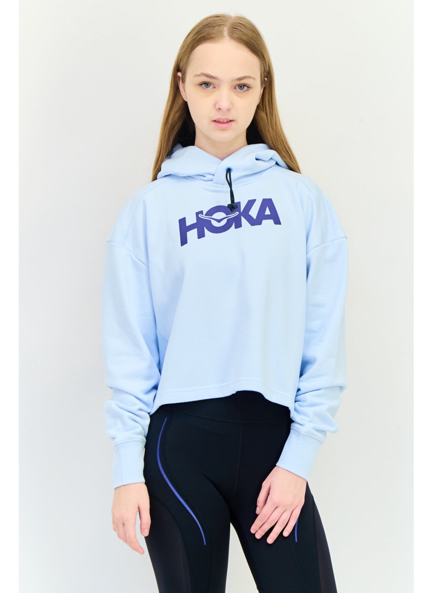 Women Sportswear Fit Long Sleeves Outdoor Sweatshirt, Light Blue