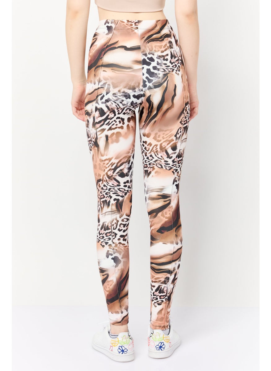 Women Full Length Animal Print Leggings, Multicolor