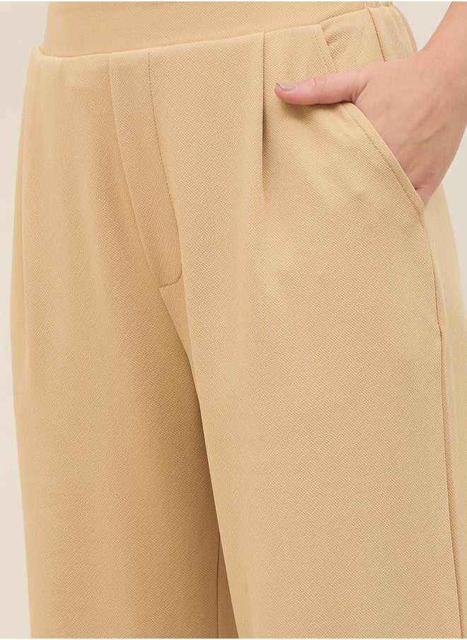 Mid Rise Wide Leg Pants with Elasticated Waistband