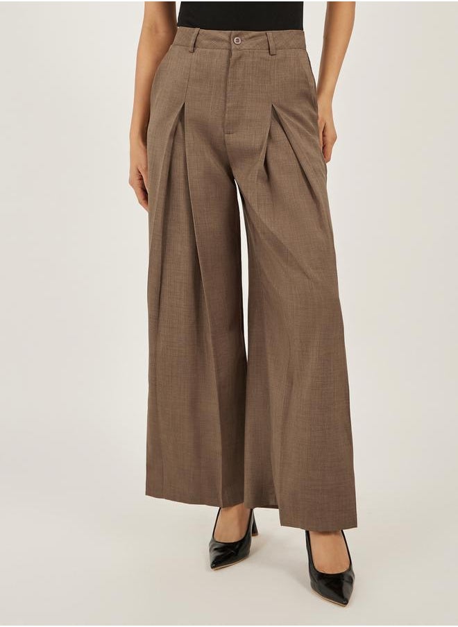 Brown High Rise Wide Leg Pants