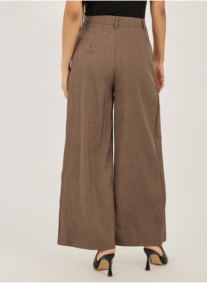 Brown High Rise Wide Leg Pants