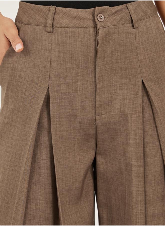 Brown High Rise Wide Leg Pants