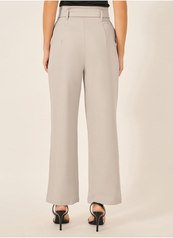 High Rise Tapered Fit Belted Pants