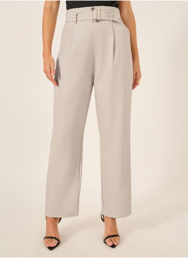 High Rise Tapered Fit Belted Pants