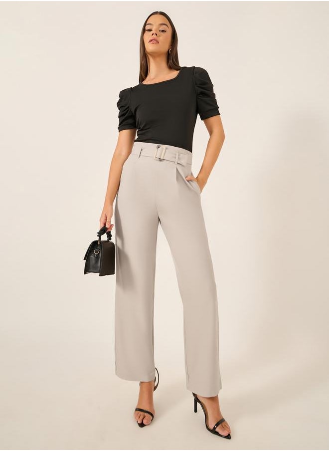 High Rise Tapered Fit Belted Pants