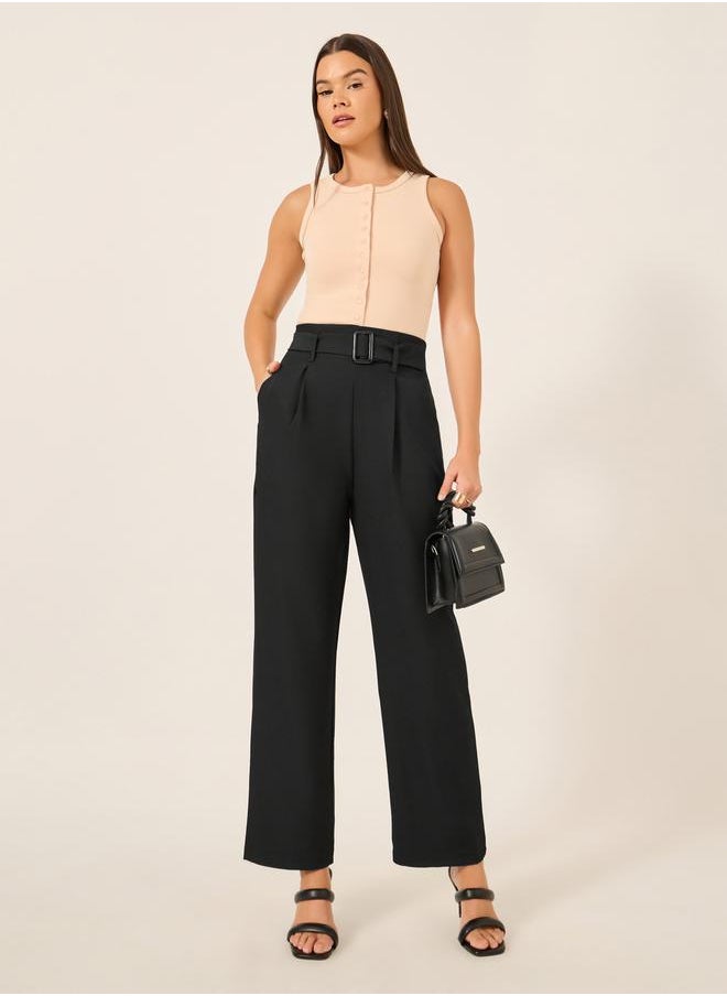 High Rise Tapered Fit Belted Pants
