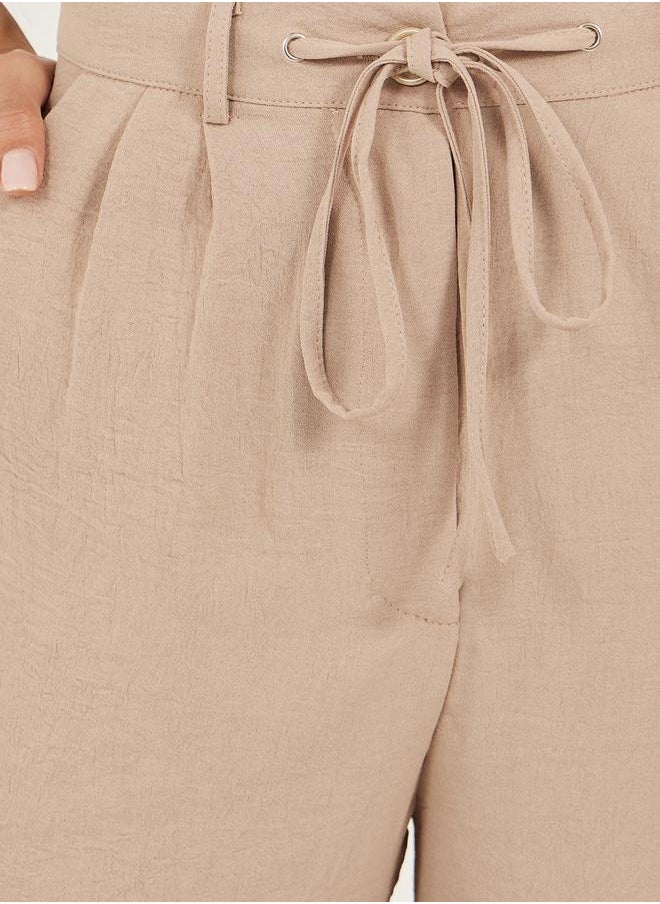 Beige Relaxed Fit Cullotte Pants