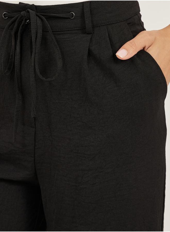 Black Relaxed Fit Cullotte Pants