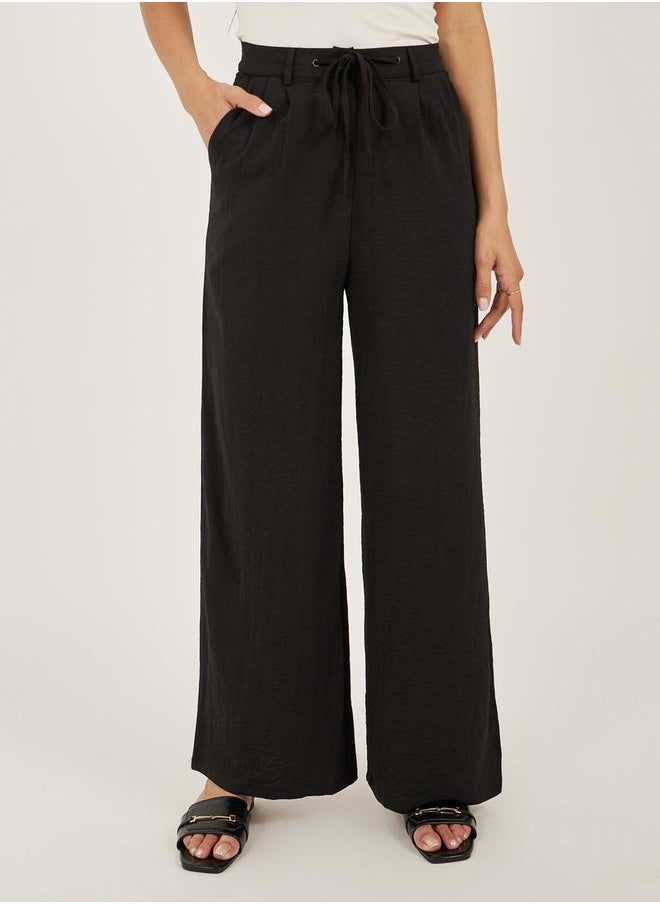 Black Relaxed Fit Cullotte Pants