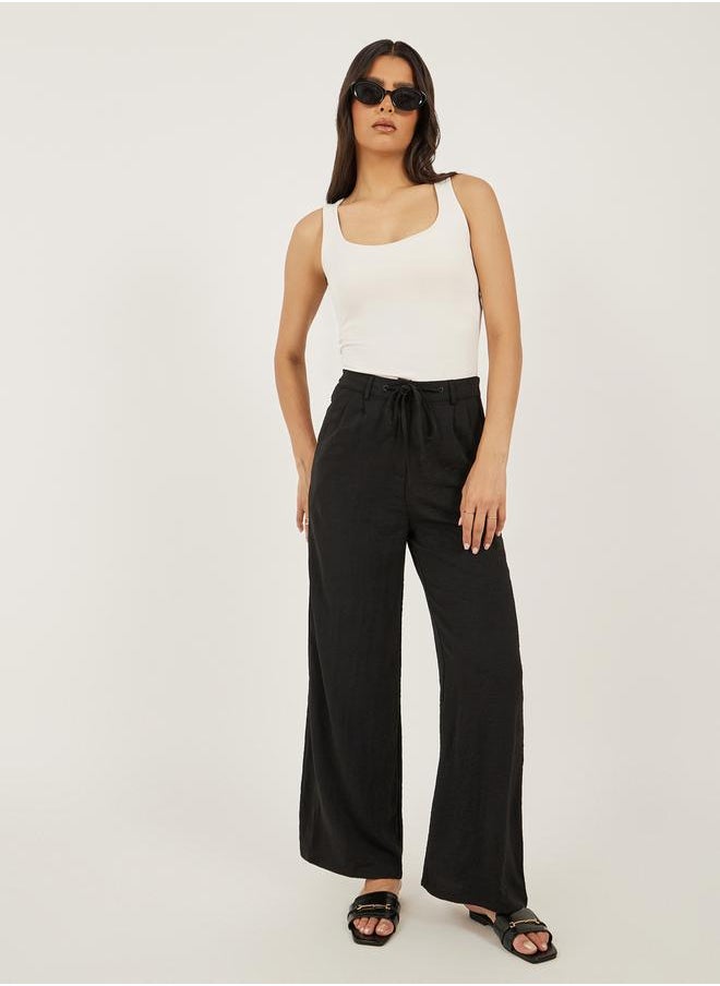 Black Relaxed Fit Cullotte Pants