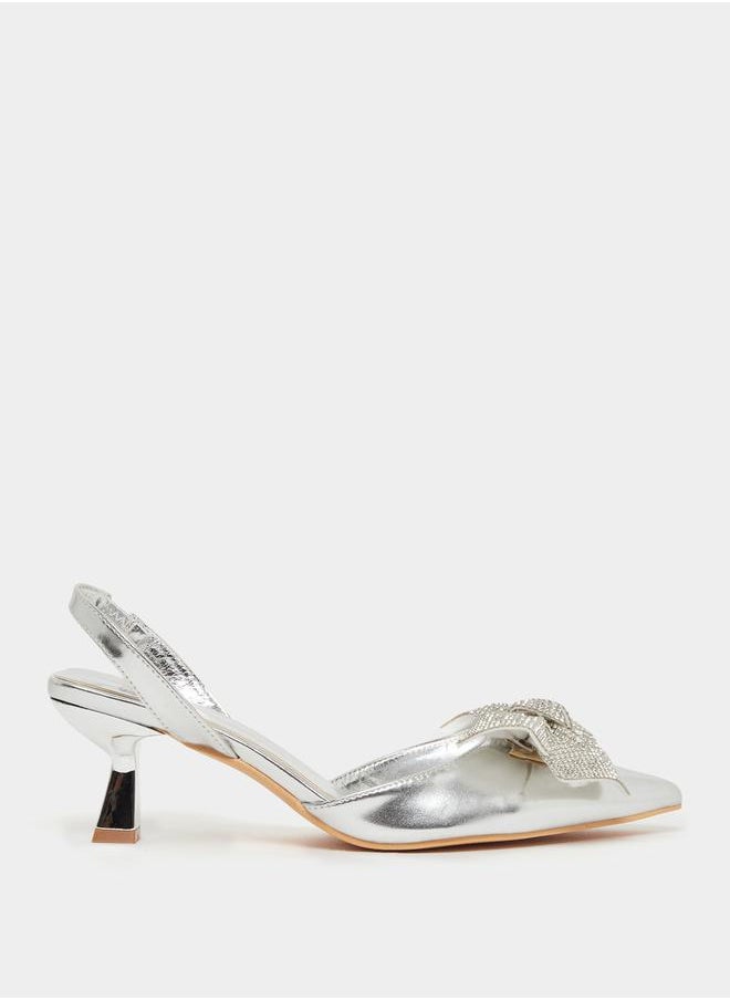 Pointed Toe Ribbon Sling Back Shoes