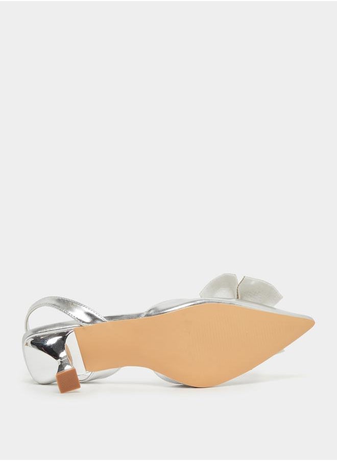 Pointed Toe Ribbon Sling Back Shoes