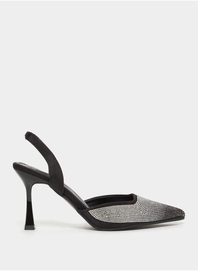 Embellished Ankle Strap Stiletto Heel Shoes