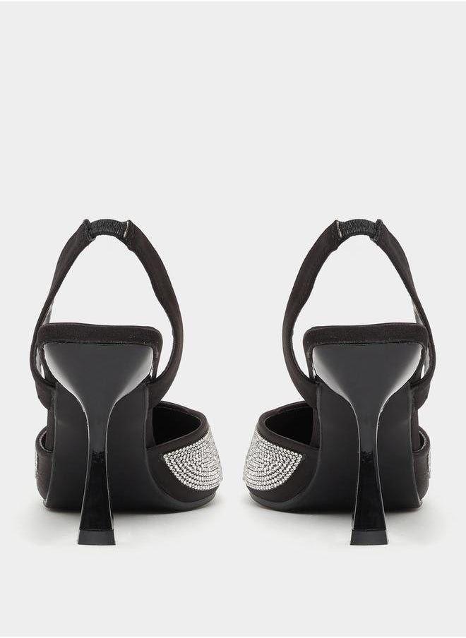 Embellished Ankle Strap Stiletto Heel Shoes