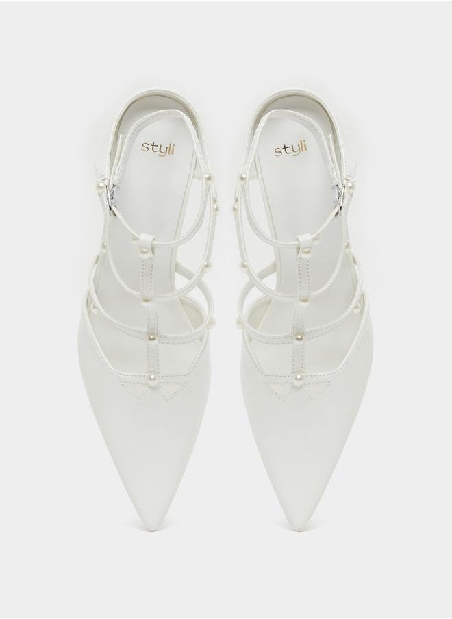 Faux Pearl Embellished Pointed To Shoes