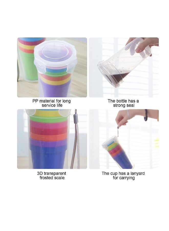 Reusable Plastic Cup, 9 Pcs Picnic Cup Plastic Cup Reusable Beverage Cup, Coffee Cup Drinking Cup Travel Cup Set, for Kitchen Outdoor Party Picnic BBQ Travel, 500ml*1, 200ml*8