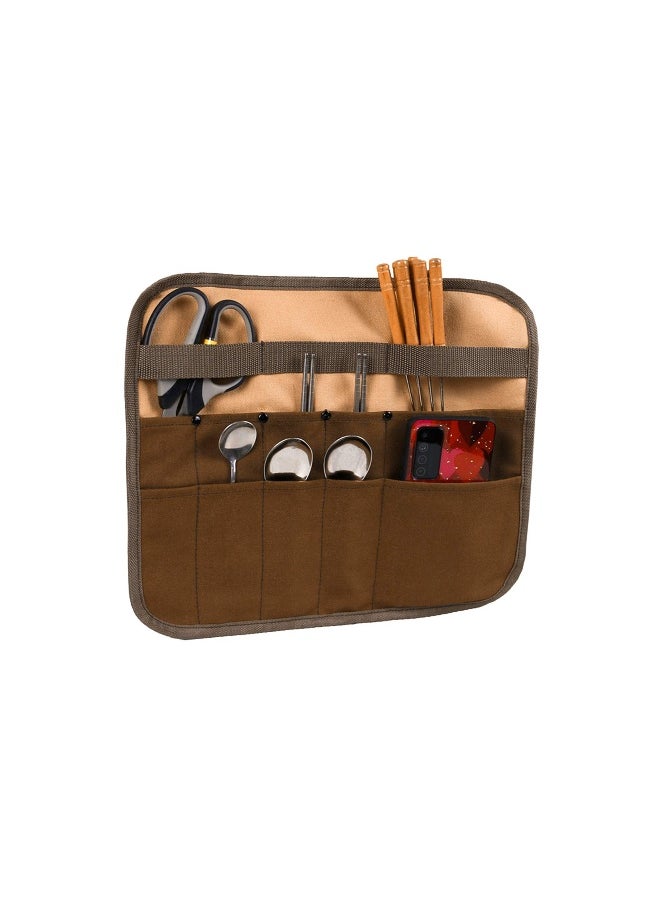 Multi-Purpose Knife Roll Bag, 10-Slot Waxed Canvas Chef Knife Case, Portable Cutlery Storage Holder for Travel, Ideal for Professional Chefs and Culinary Enthusiasts.