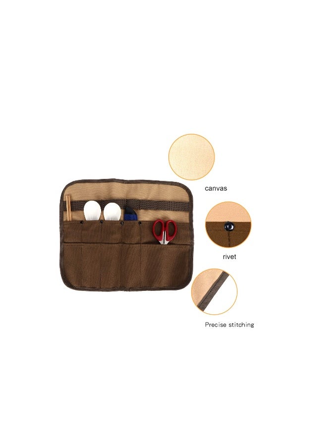Multi-Purpose Knife Roll Bag, 10-Slot Waxed Canvas Chef Knife Case, Portable Cutlery Storage Holder for Travel, Ideal for Professional Chefs and Culinary Enthusiasts.