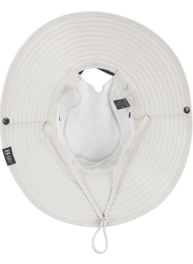 Sun Hats, Bucket Hat Summer Sun Outdoor UV Protection Foldable Mesh Wide Brim for Beach Fishing Men Women (White)