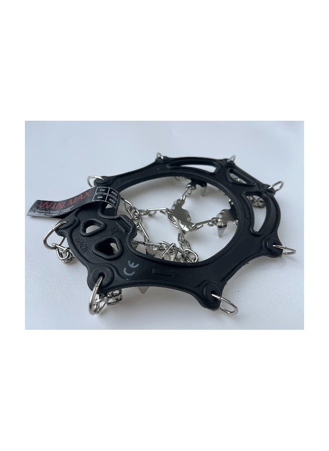 Non-Slip Ice Traction Cleats with 19 Stainless Steel Spikes for Shoes, Ideal for Walking, Jogging, Climbing, Hiking, and Mountaineering in Snow and Ice Conditions.
