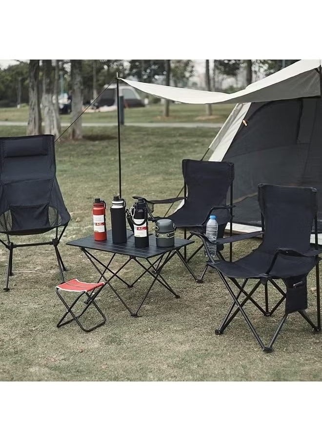 Portable Folding Camping Chair Lightweight & Comfortable Outdoor, Sports, and Lawn Chair (Black)