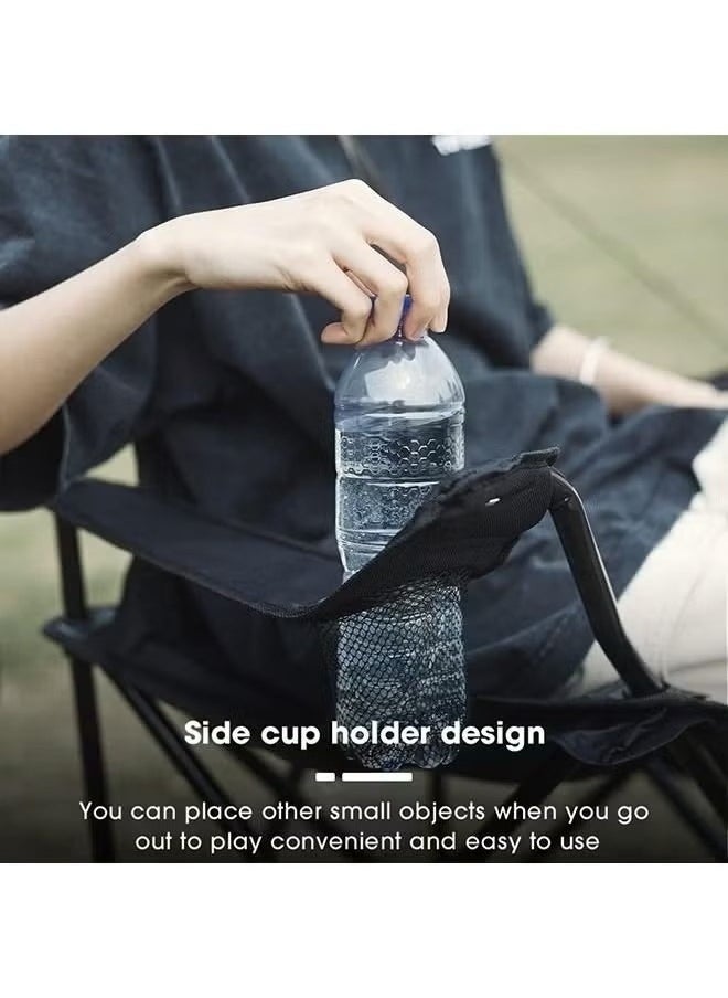 Portable Folding Camping Chair Lightweight & Comfortable Outdoor, Sports, and Lawn Chair (Black)