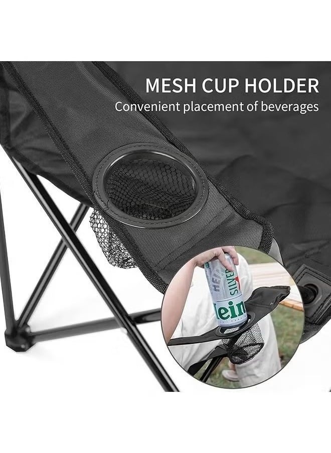Portable Folding Camping Chair Lightweight & Comfortable Outdoor, Sports, and Lawn Chair (Black)