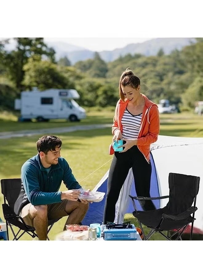Portable Folding Camping Chair Lightweight & Comfortable Outdoor, Sports, and Lawn Chair (Black)